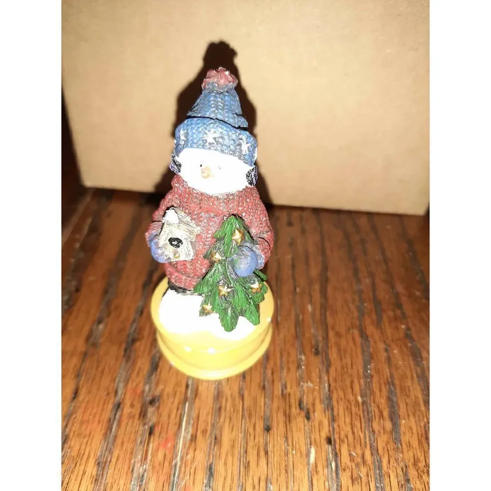 Set of 2 Miniature Snowmen Winter Christmas Seasonal Holiday Decorations Decor